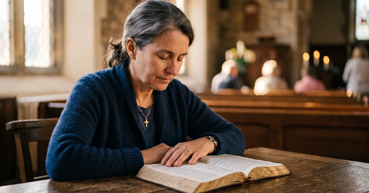 Mujer orando leyendo la Biblia